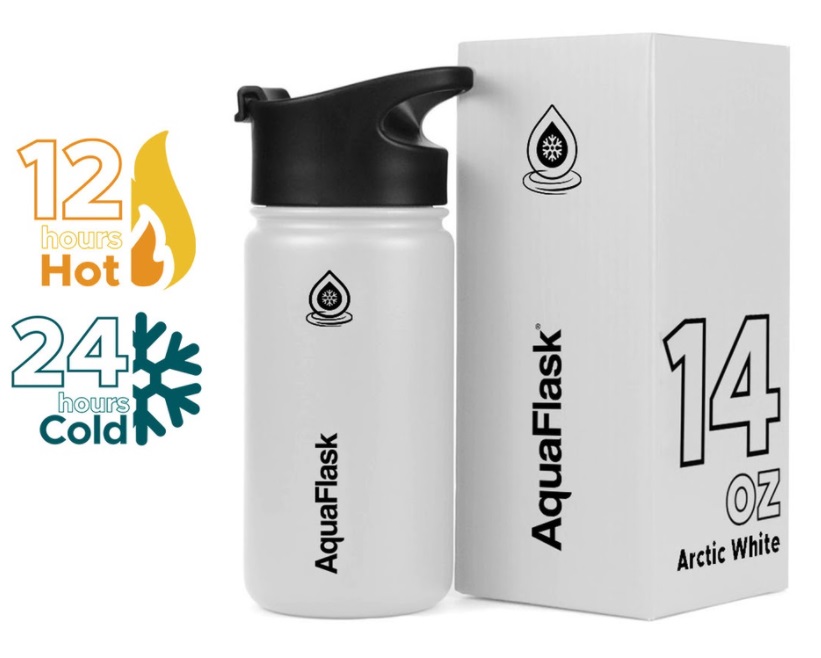 Aquaflask 14oz Wide Mouth with Cap Lid Vacuum Insulated Drinking Water