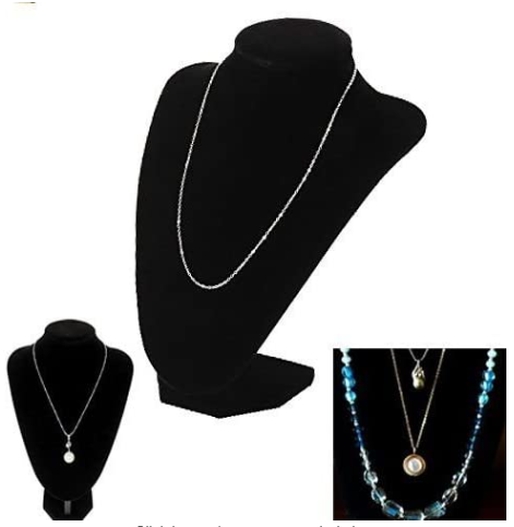 Velvet L-shape Sloping Pad Necklace Chain Hanging 10 Hook Counter Display 