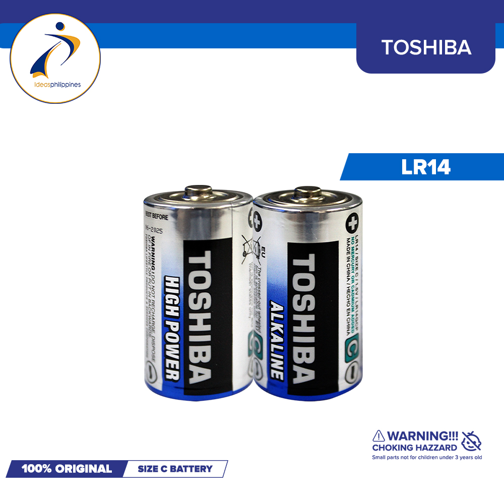 Toshiba High Power LR14 Size C Alkaline Battery Pack of 2