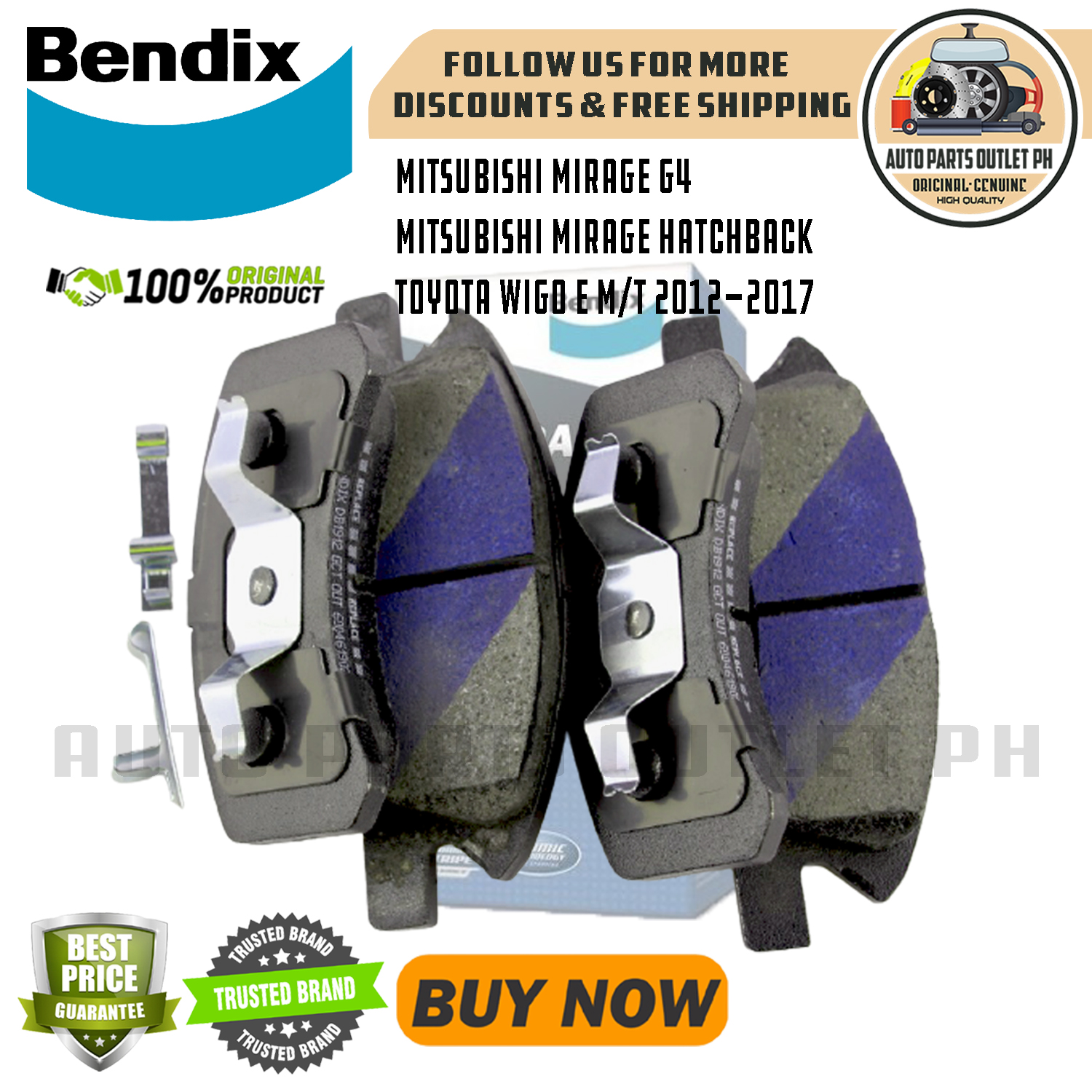 Bendix Brake Pads Front Set for Mitsubishi Mirage G4 Sedan/ Mitsubishi