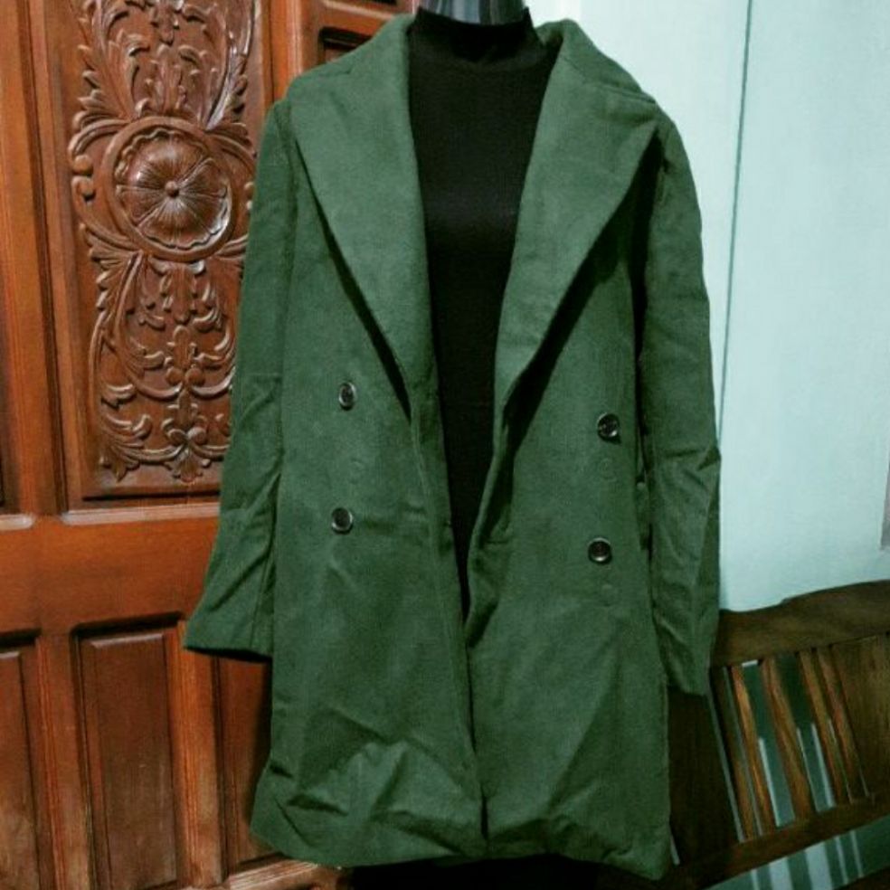 zara green wool coat