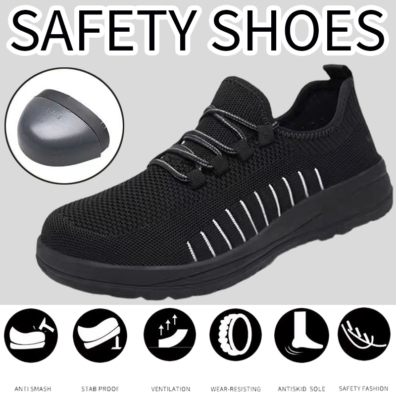 COD Men Fashion Steel Toe Shoes Anti-Slip Anti-Smash Anti-Puncture  Construction Protection Safety Shoes Mountaineering Sports Shoes  Lightweight Breathable Work Shoes black rubber shoes for men | Lazada PH