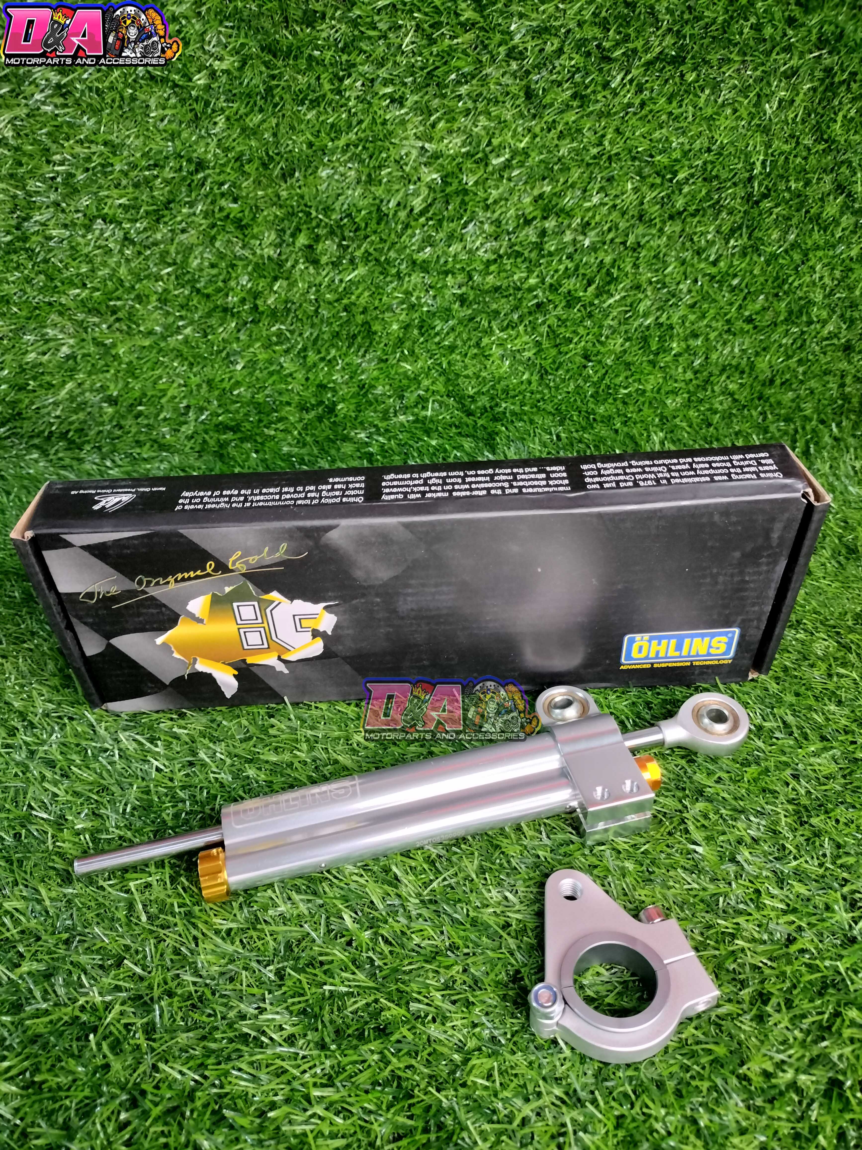 OHLINS STABILIZER STEERING DAMPER CHROME WITH BRACKET UNIVERSAL