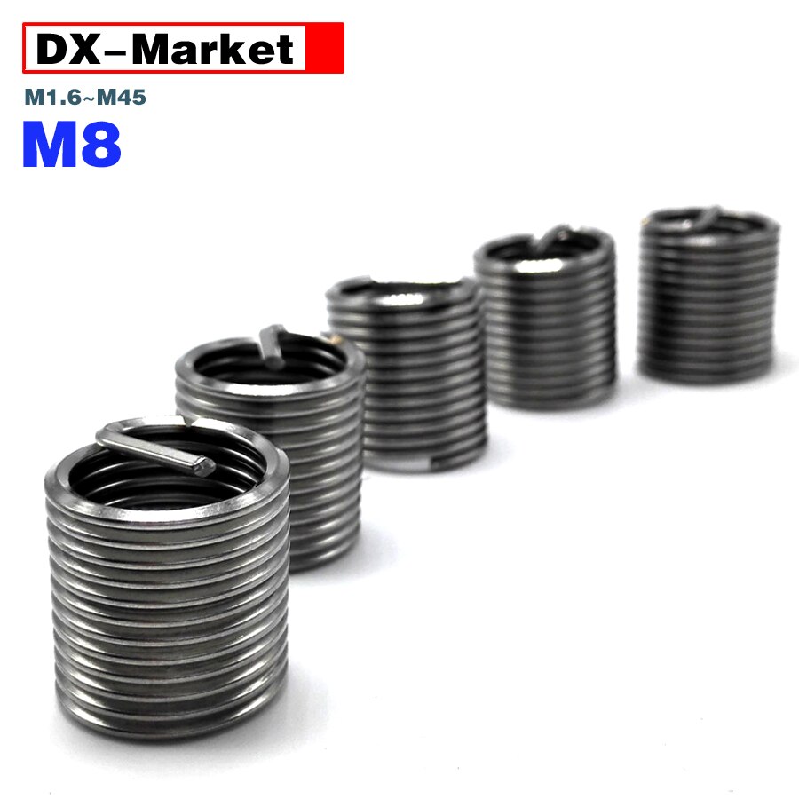 M8 Threaded Inserts , 304 Stainless Steel Fine Pitch Wire Thread Insert