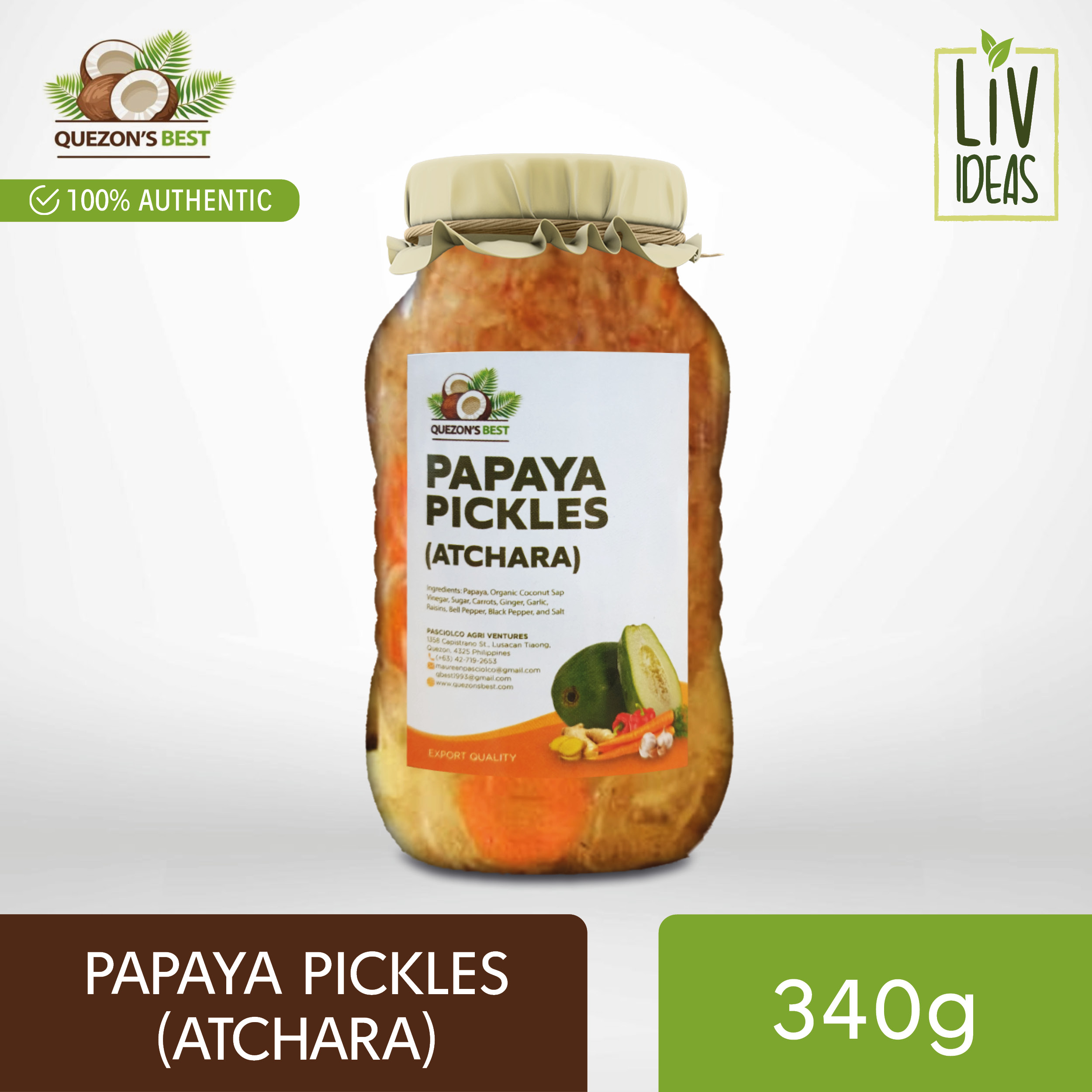 Quezon's Best Papaya Pickles (Atchara) 340g Lazada PH