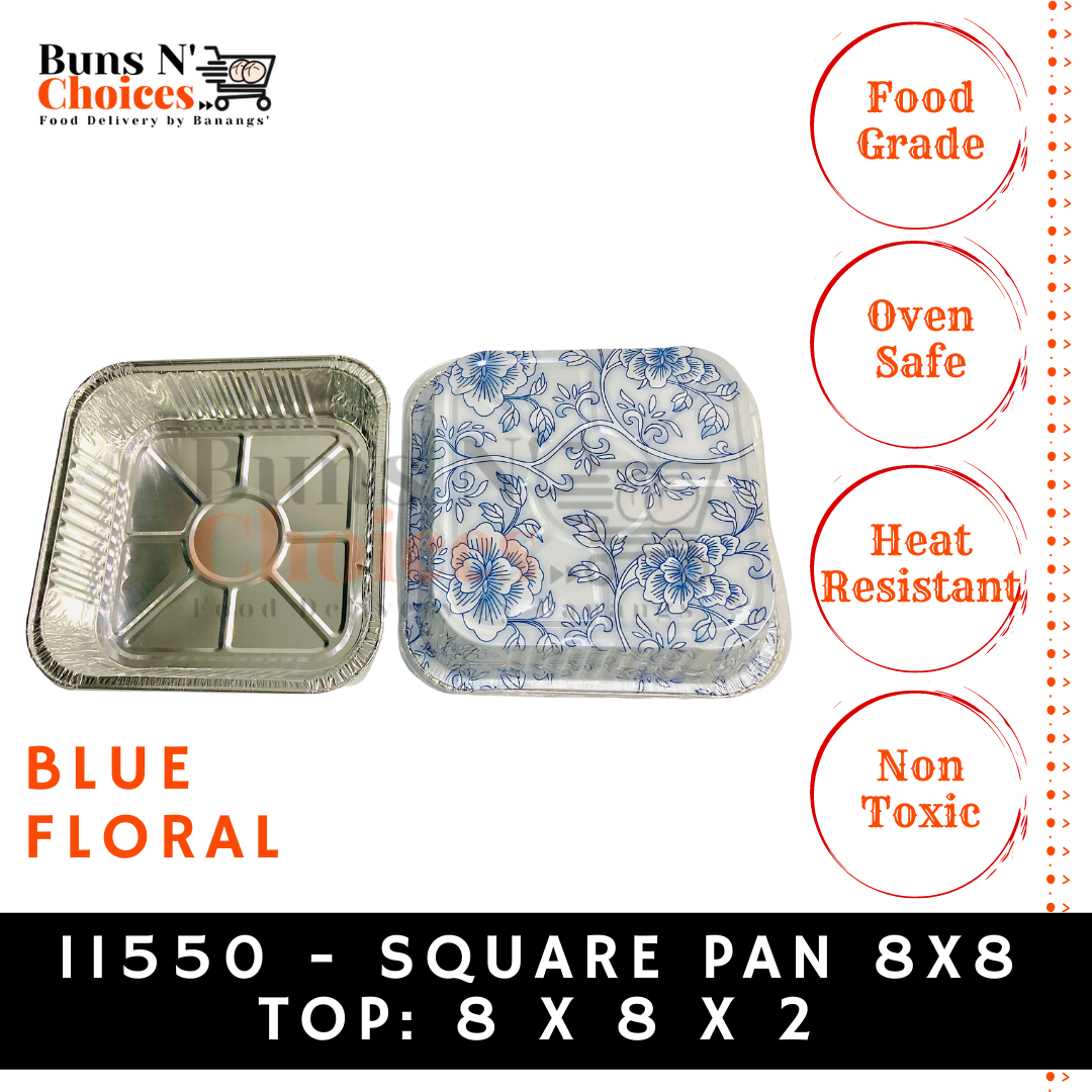 Buns N' Choices] 11550 - 8x8 Square Aluminum Foil Pan with Plastic