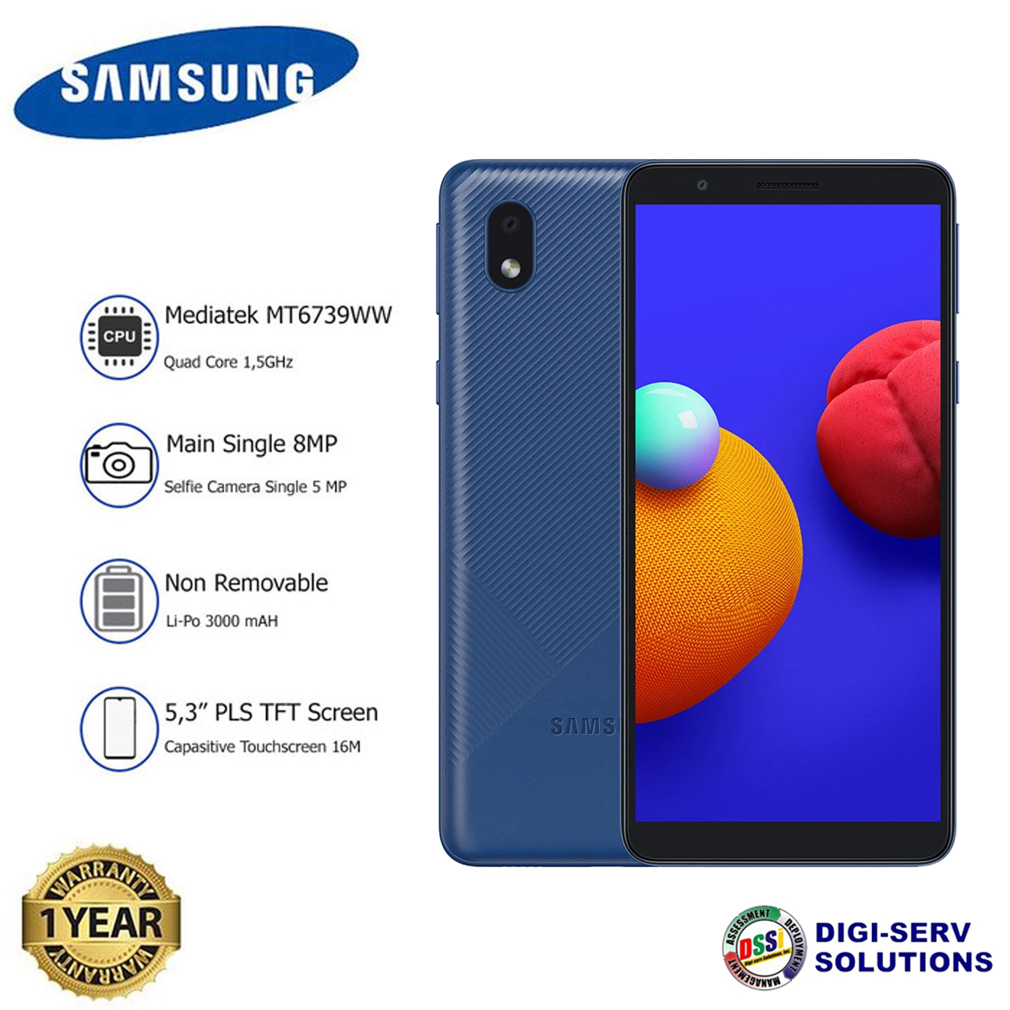 Samsung Galaxy A01 Core Blue 2gb Ram 32gb Rom 5 3 Hd Display Smartphone With 8mp Rear 5mp Front Camera Dual Sim Microsd Card Slot 4g Lte Android Go Based On Android 10