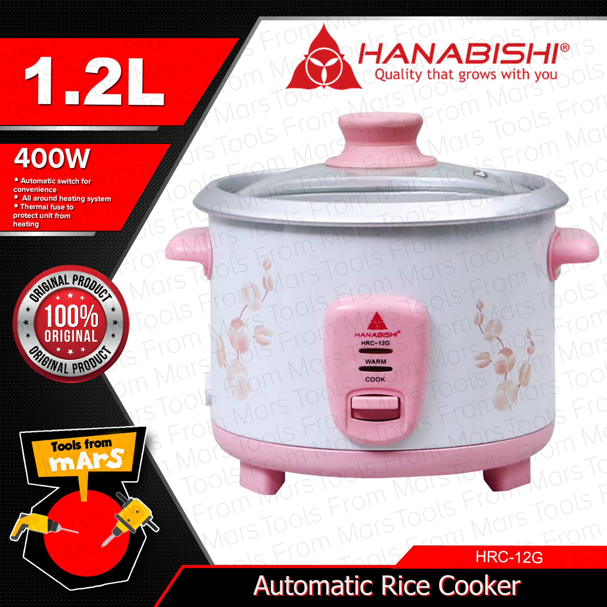 HANABISHI JAPAN Rice Cooker 6 Cups 1.2L HRC-12G | Lazada PH