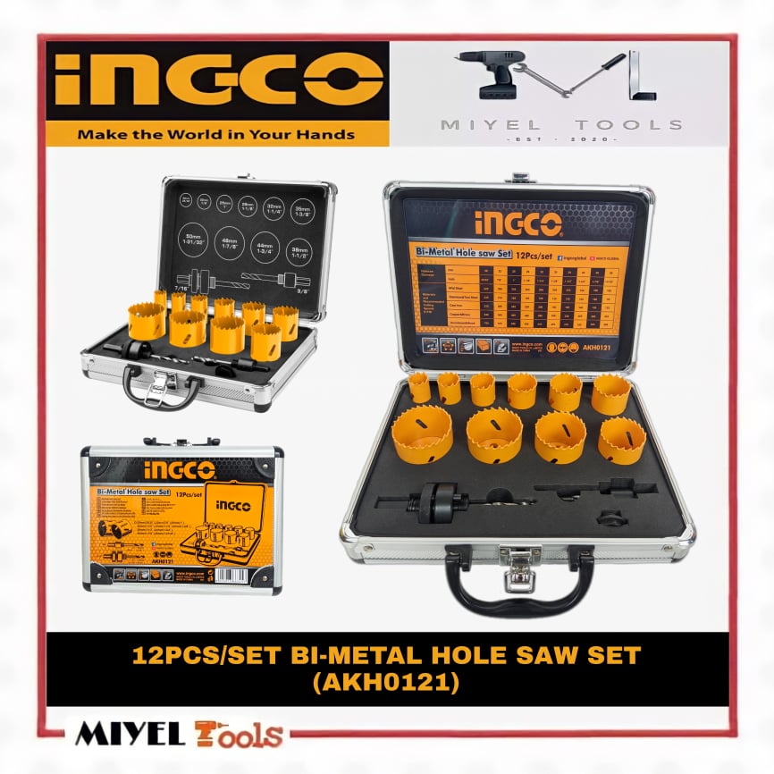 INGCO BiMetal Hole saw 12PCS/SET with Case (AKH0121) Lazada PH
