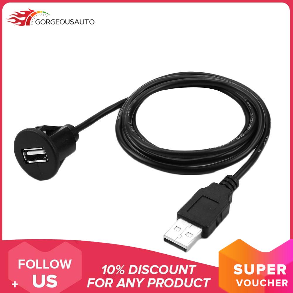 Car Dashboard Flush Mount USB A Male to Female Socket Panel Extension