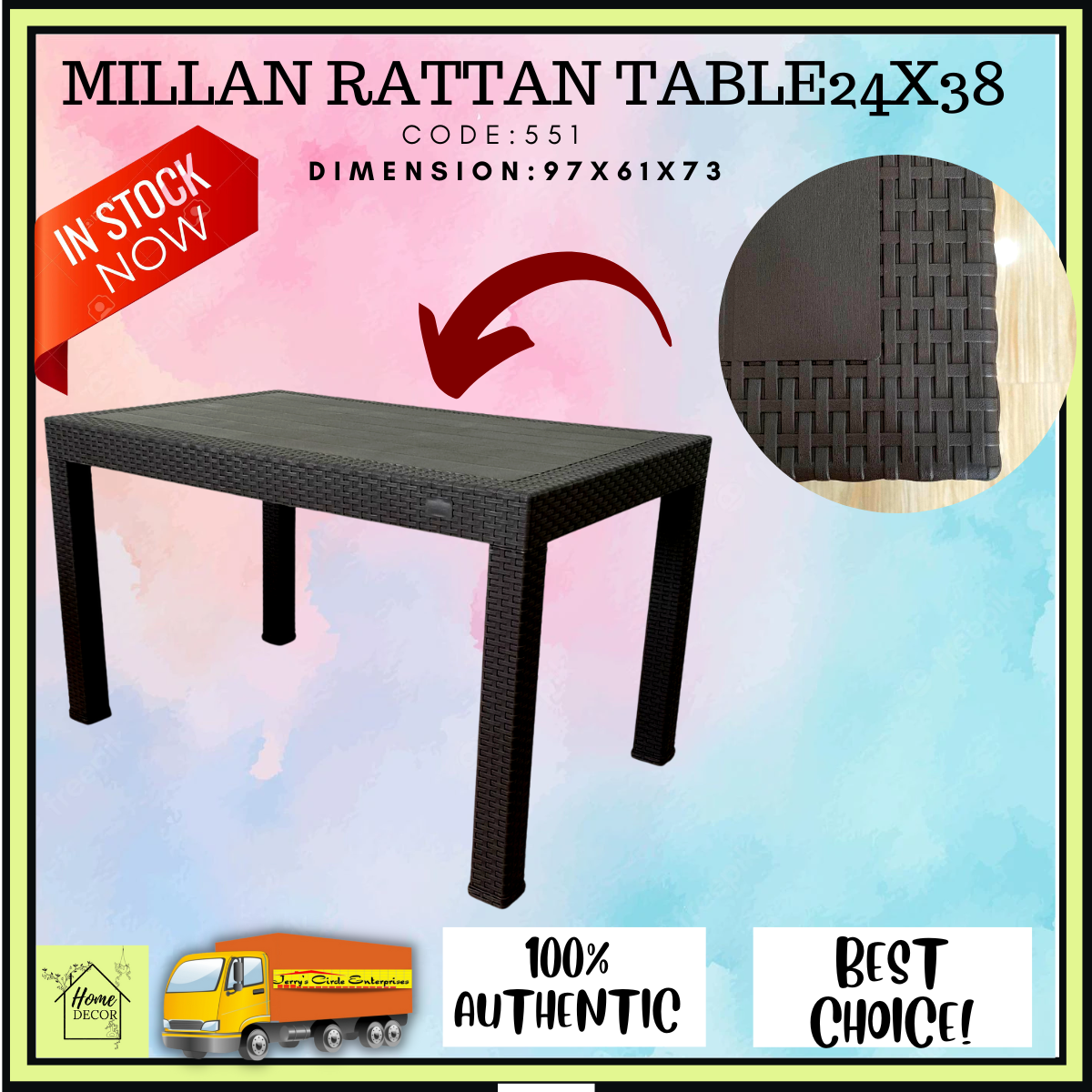 MILLAN RATTAN TABLE24X38/Milan Table Rattan Design 24"x38" Lazada PH