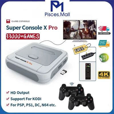 Super Console X Pro TV Video Game Console with Wireless Gamepad WIFI 4K HD Output Built-in 50000+ Games For PSP/N64/DC/PS1 Games