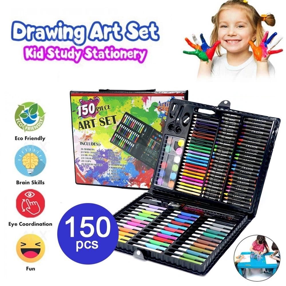 150pcs Art Drawing Set Children's Painting Sketching Tools Water Color Pen  Wax Crayon Oil Pastel Drawing Pencils Paint Brush Students Stationery  Supplies Kids Gifts