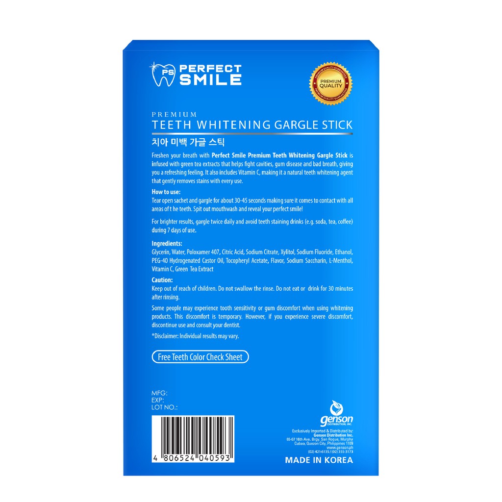 Perfect Smile Teeth Whitening Gargle Stick 14S Lazada PH