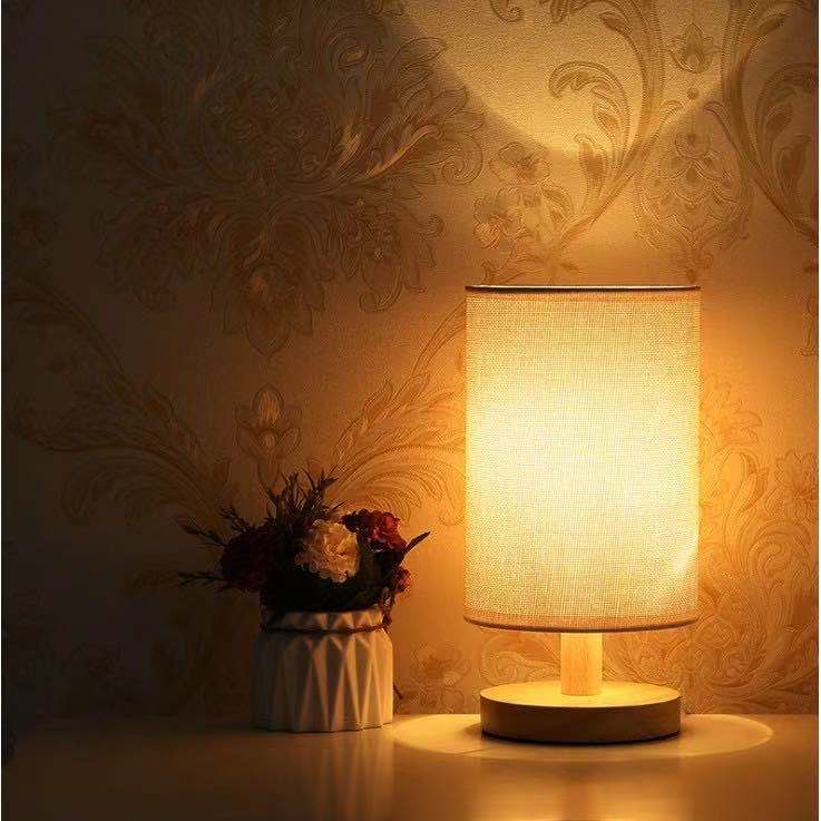 Ewa E27 Bedroom Bedside Lamp Solid Wood, Wooden Candlestick Table Lamps Ukuran