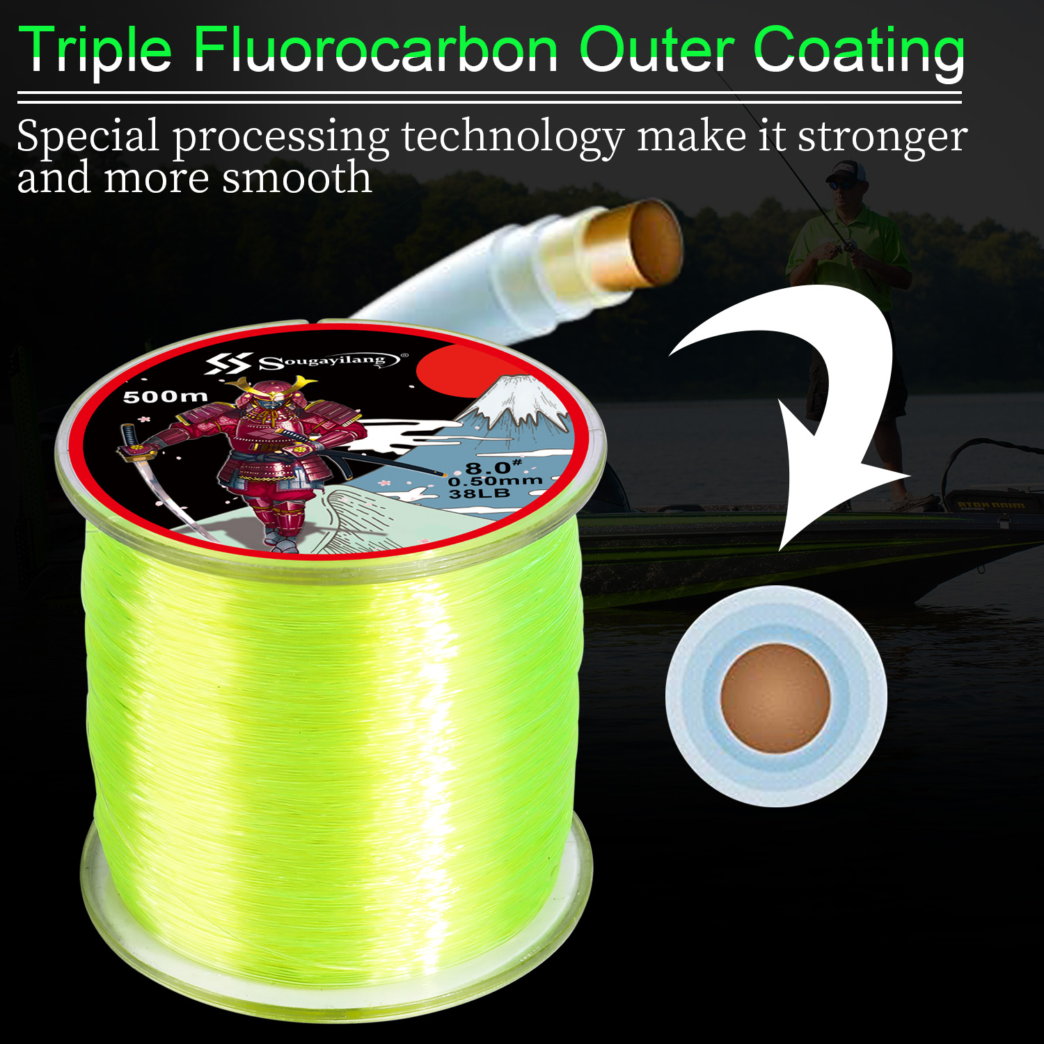 COD]500M Fishing Line Super Strong 5 Colors Nylon Fishing Line Original  Tansi Nylon For Fishing Nylon String