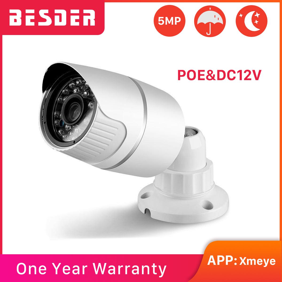 BESDER H.265 5MP 3MP 2MP IP Camera Night Vision Outdoor Security Camera Metal IP 66 Waterproof Bullet CCTV Camera IP ONVIF Camera IP Motion Alert PoE DV12V