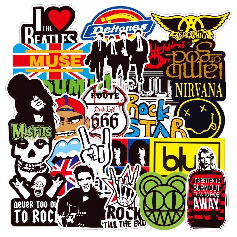 Xs008-100pcs Rock Music Band Graffiti Stickers Waterproof Removable 