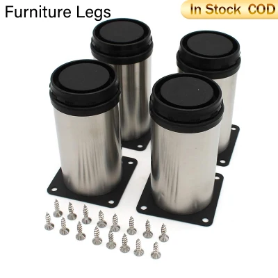 1pcs Furniture Legs Stainless Steel Sofa Cabinet Height Adjustable Worktop Shelves Feet Replacement For DIY Furniture Sofa Table Cabinets Shelves Silver 80mm 100mm 120mm 150mm 200mm With Screw