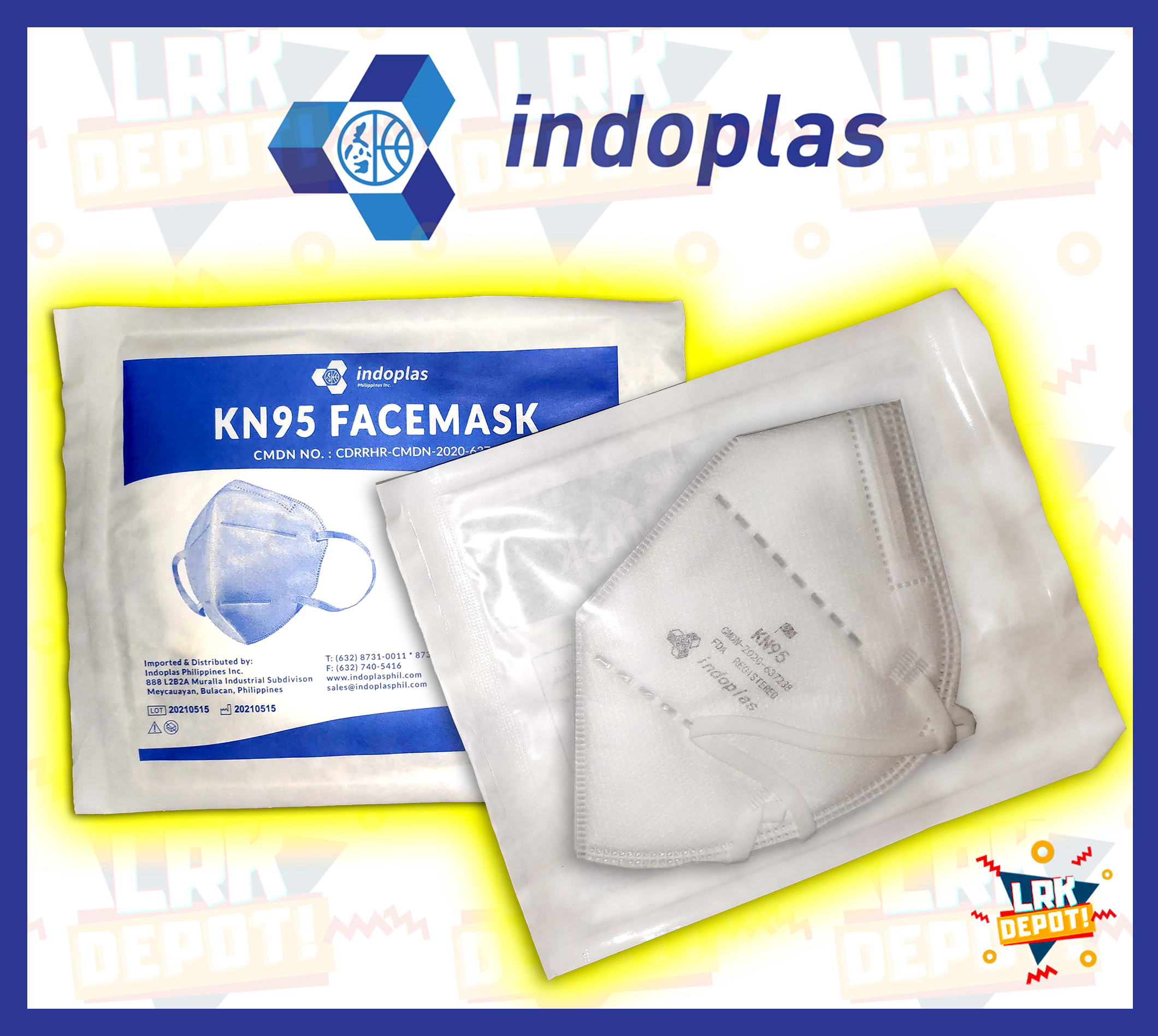 Indoplas KN95 Disposable Protective Face Mask SOLD by 1s and 10s (FDA Approved Medical Grade