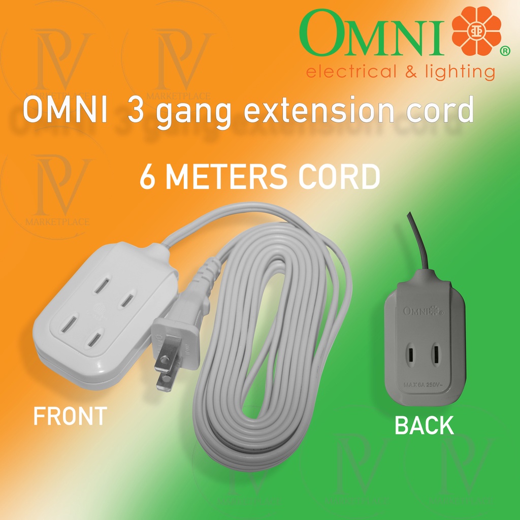 Extension With USB Extension Cord by OMNI 2m, 3m, 4m, 6m with switch