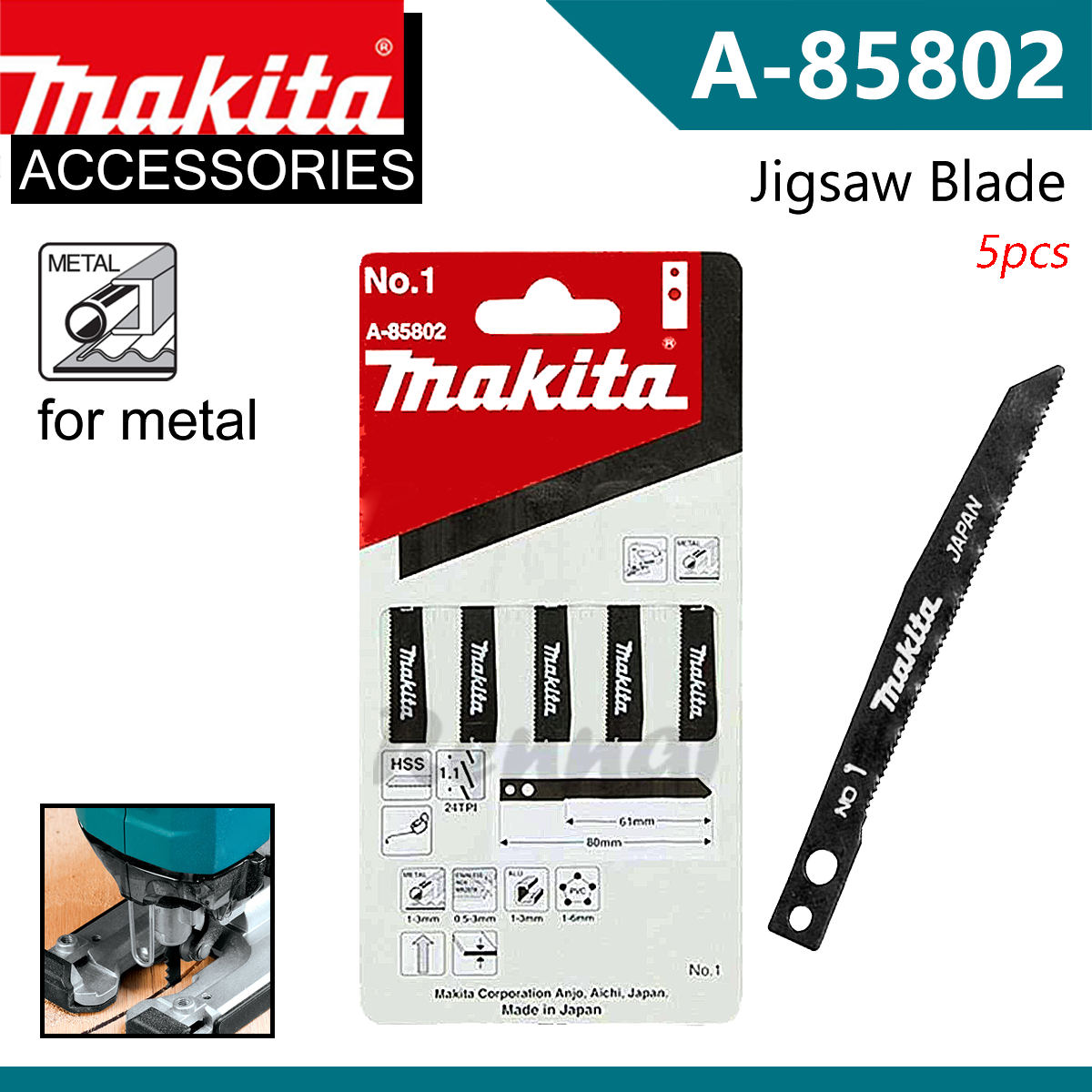 Jual MAKITA Mata Jigsaw Besi No 1 A-85802 Mata Mesin Jig Saw Potong - View #9