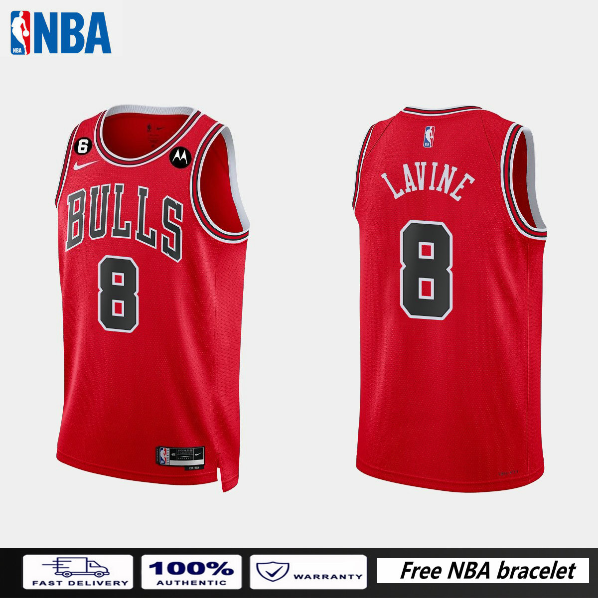 Chicago Bulls Jersey Mens Large L Red Zach LaVine #8 New NBA Basketball  Seattle