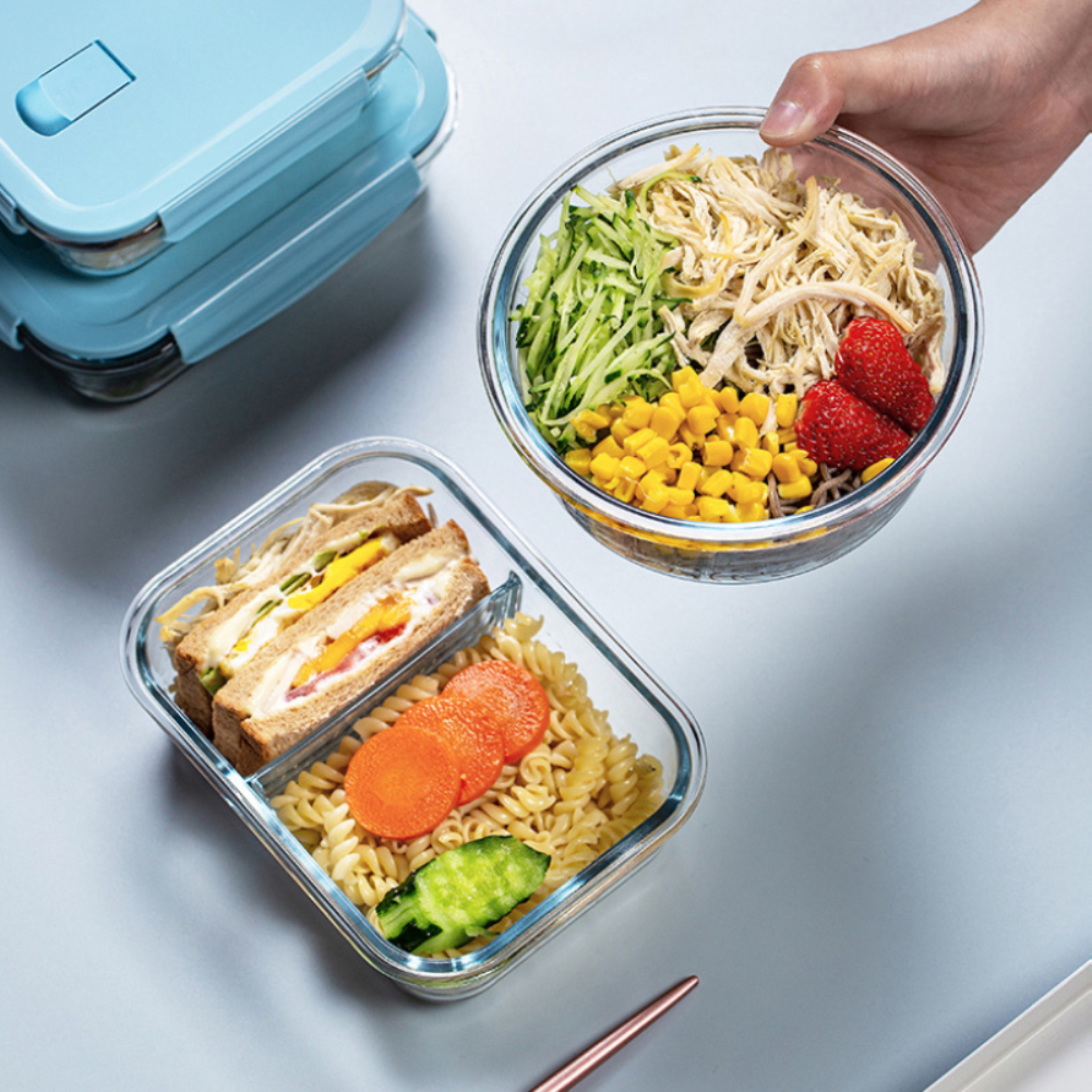 Multi Glass Transparent Lunch Boxes Set Microwave Lunch Box Set Kotak  Makanan Kaca Bekas Tupperware With Lid Flosso