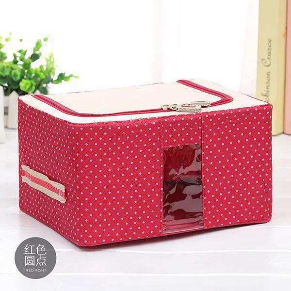 Durable Oxford Fabric Foldable Steel Shelf Lidded Clothes Storage Box