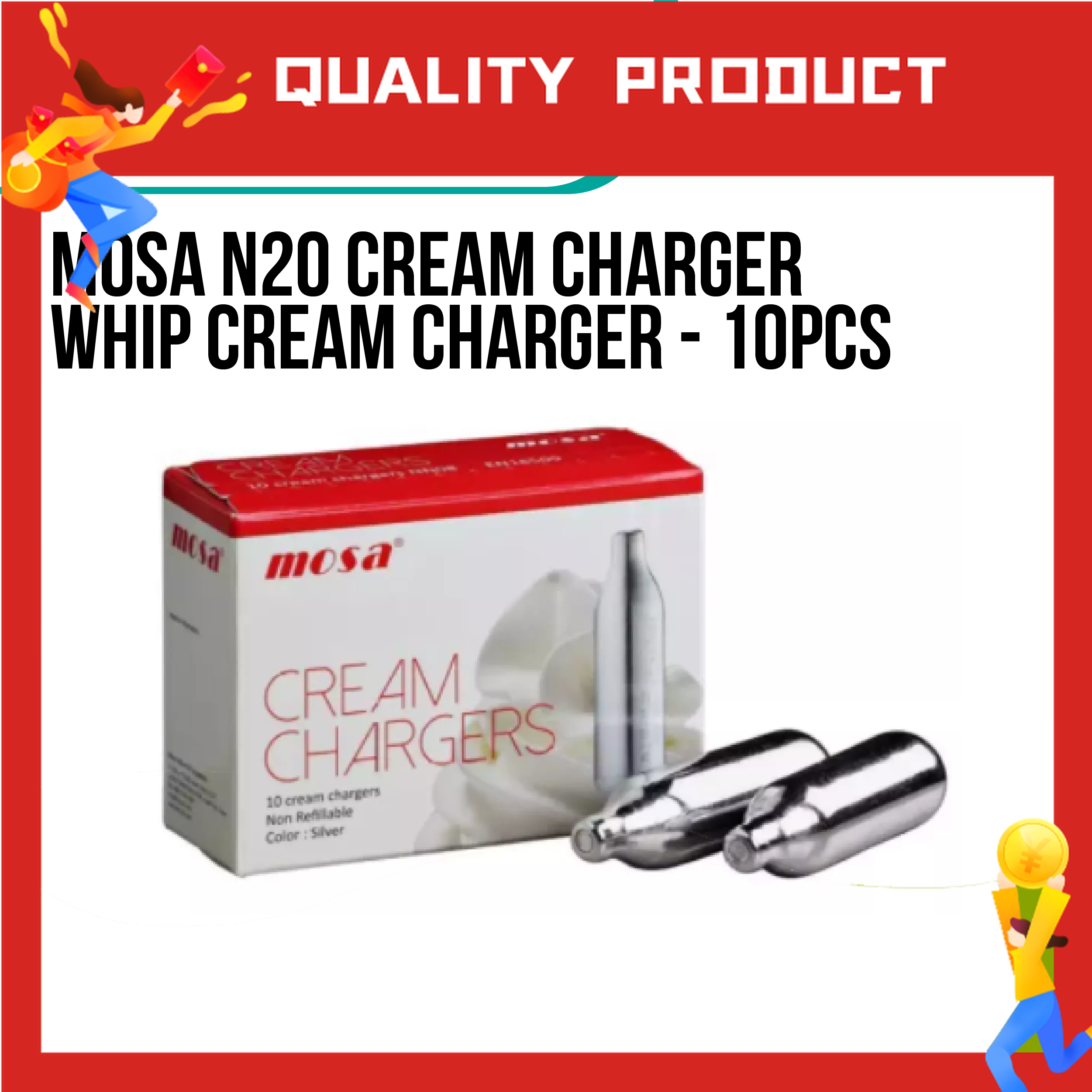 Mosa N2O Cream Charger Whipped Cream Charger (10Pcs)（Quality Goods