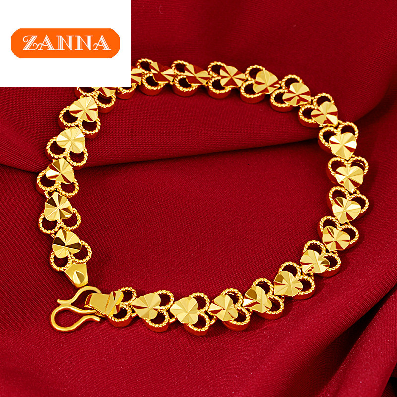 18k saudi gold bracelet for women original Peach Heart bracelet chain