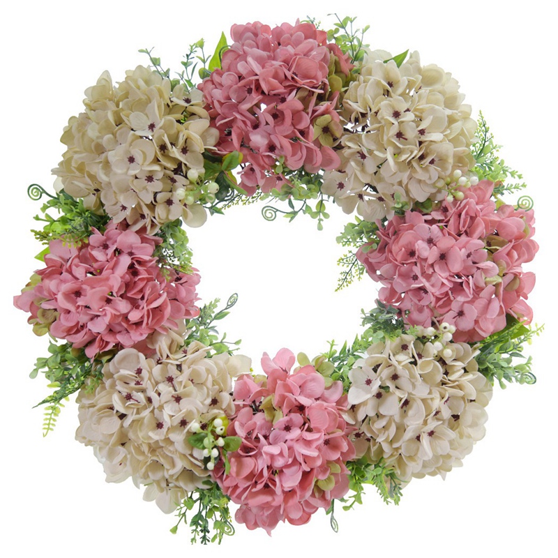 Artificial Hydrangea Wreath Spring Summer Wreath for Front Door Wall Window Idyllic Outdoor Wedding Party Home Decor