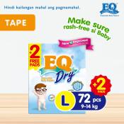 EQ Dry Mega Pack Large - 72 pcs x 1 pack - Tape Diaper