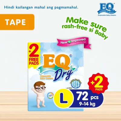 EQ Dry Mega Pack Large (9-14 kg) - 72 pcs x 1 pack (72 pcs) - Tape Diaper