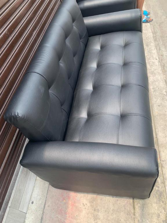 Erika sofa 3 seater black leather uratex foam Lazada PH