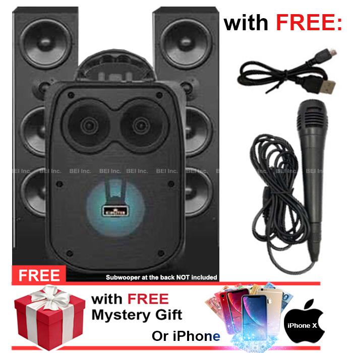 BEI Karaoke Model 18 Wireless Portable LED Bluetooth Speaker with FREE