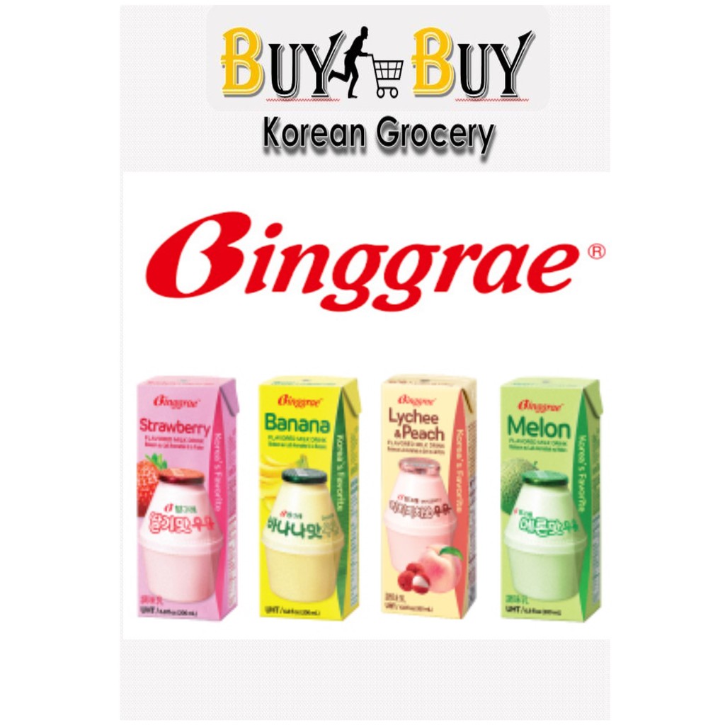 Binggrae Korean Milk (Banana, Melon, Strawberry, Lychee & Peach) 200mL
