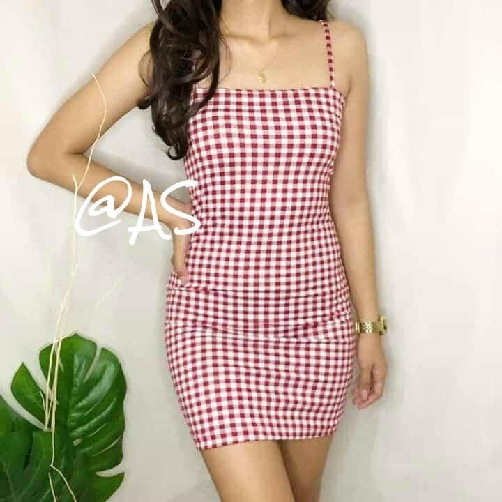 pink plaid bodycon dress