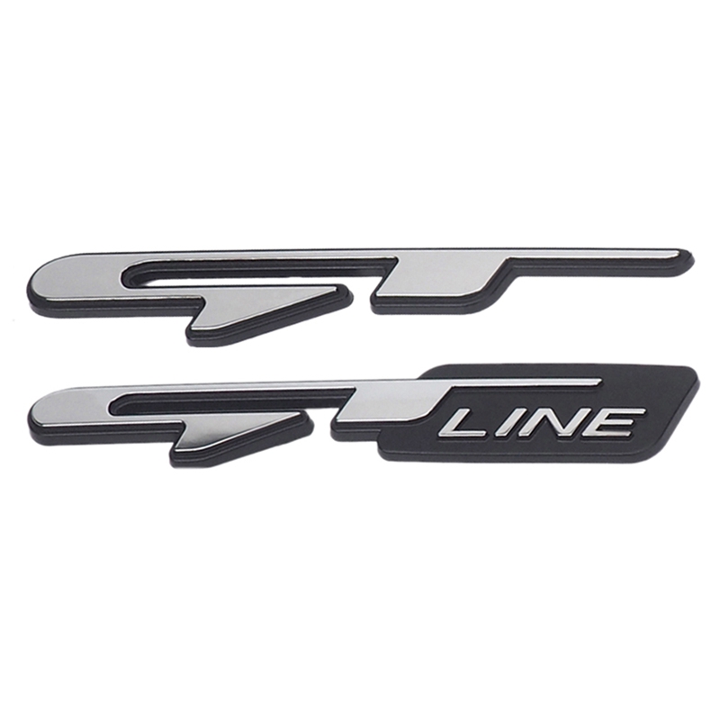2 Pcs Cool 3D Car Style Sticker Gt Line Letters Sticker for Kia Rear Trunk Fender Car Doors Stickers Gt Line Silver + Black & Silver