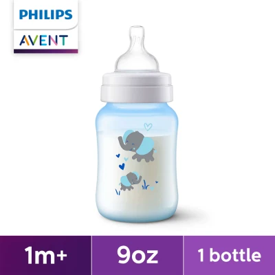 Philips AVENT 9oz Anti-colic Baby Bottle Blue Elephant