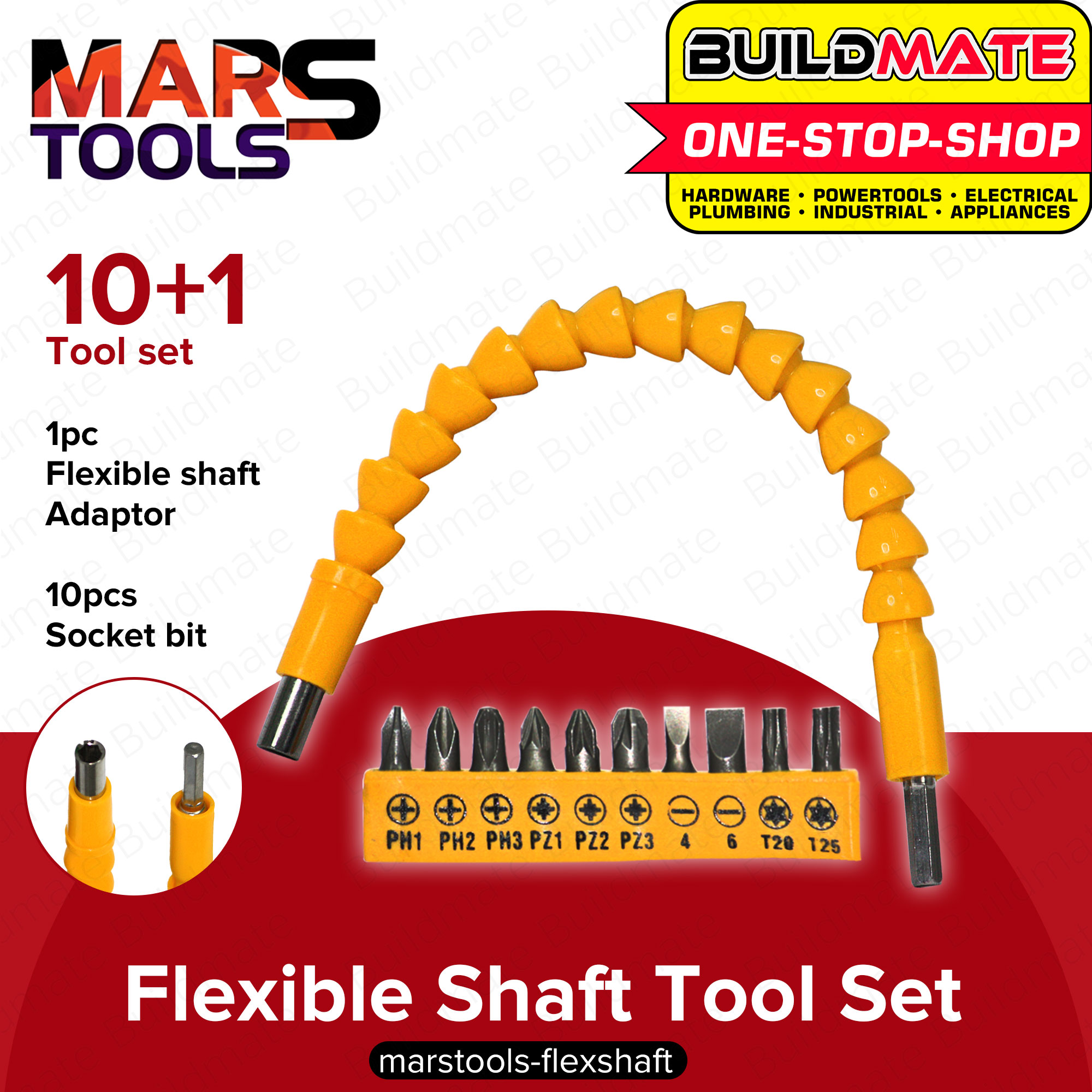 MARS TOOLS Flexible Shaft Tool Set Adaptor with Socket Bit Set