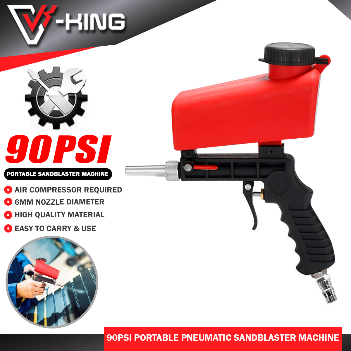 VKING Rust & Dirt Remover 90 PSI Pneumatic Handheld Sandblasting
