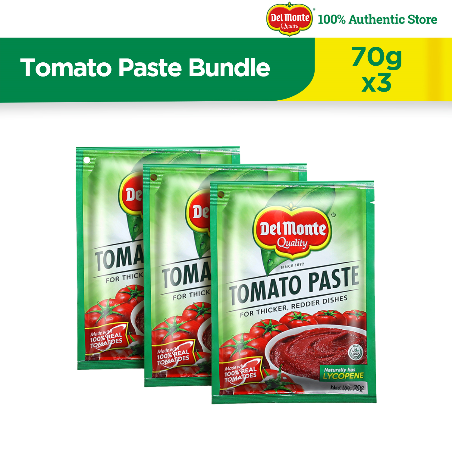 DEL MONTE Tomato Paste with Thicker and Richer Tomato Base 70g x 3