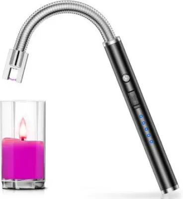 USB Rechargeable Electric Arc Candle Lighter with 360° Rotatable Flexible Long Neck Wind Proof for Home kitchen BBQ Hiking Camping Safety