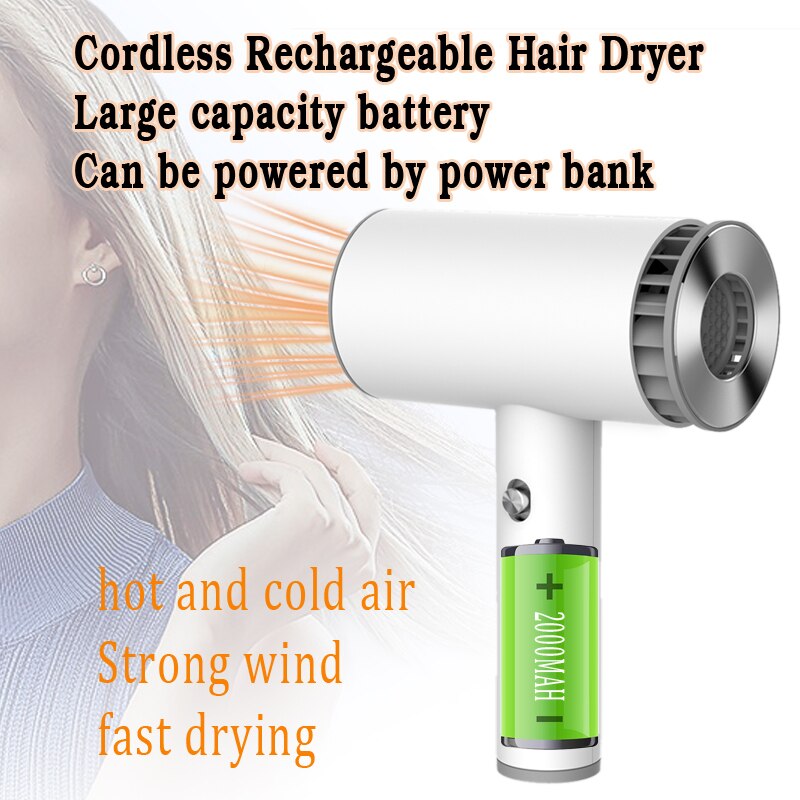 Wireless Rechargeable Hair Dryer Portable Hot And Cold Wind Hair Dryer For  Outdoor Travel-yay | Fruugo TR