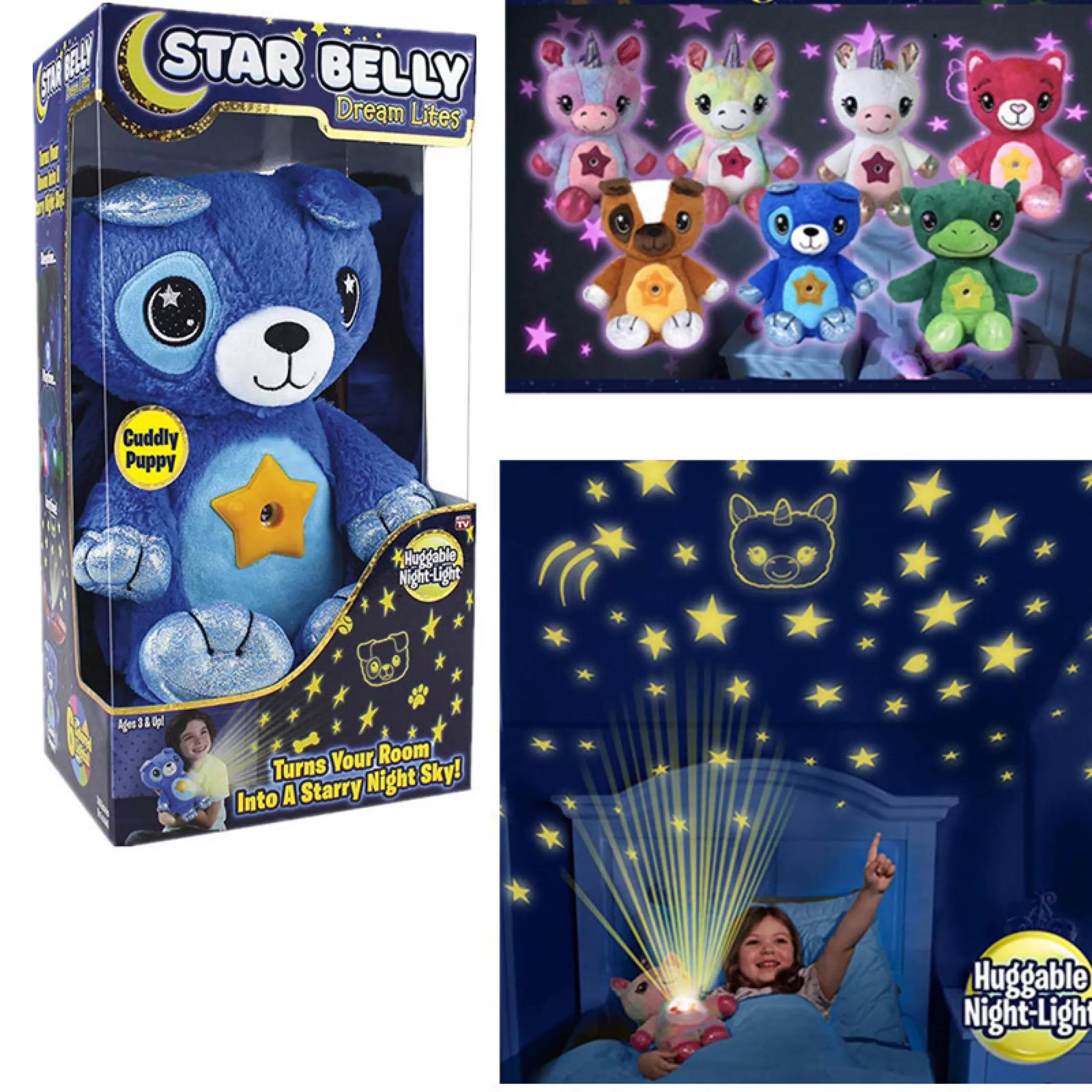 1pc Kids Stuff Toy With Light Projector In Star Comforting Toy Plush Doll  Lamp Cuddly Brown Puppy Unicorn Kitty Belly Dream Lites Bed Room Starry  Night Sky Animal Battery Operated Play Gift
