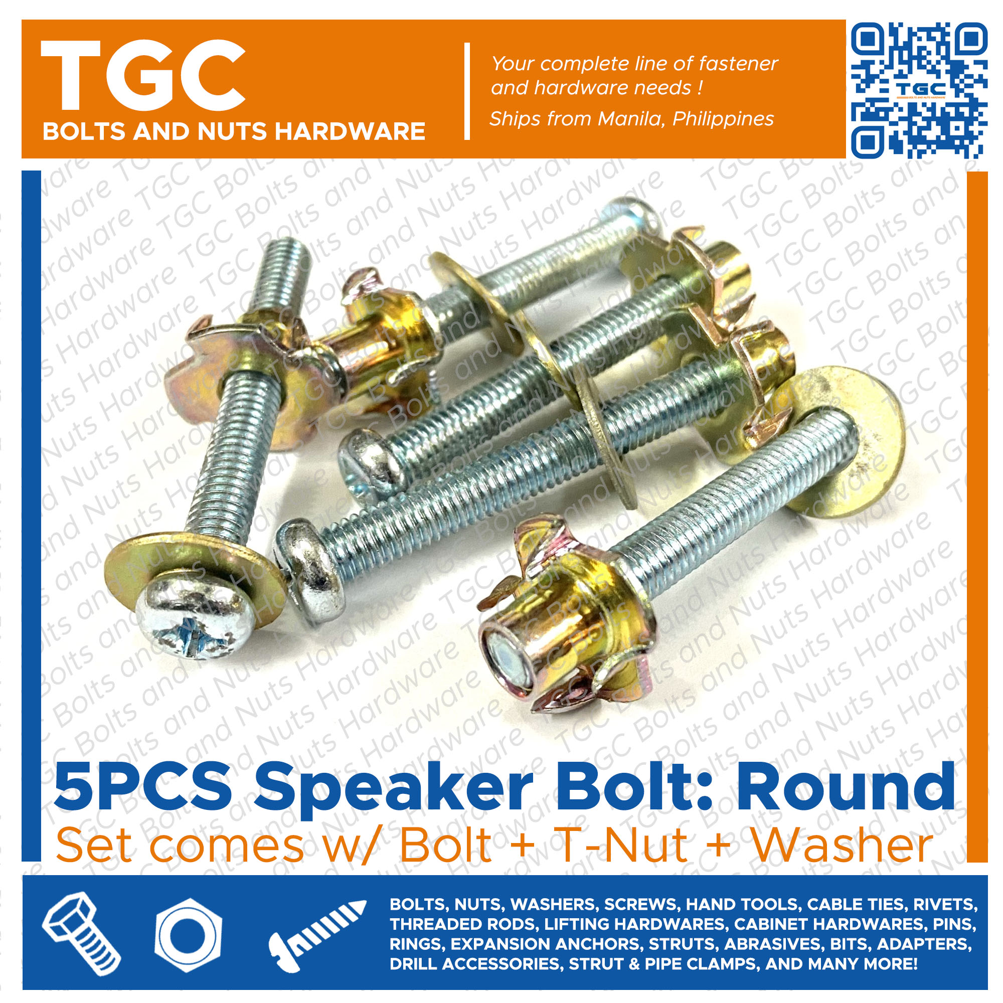 TGC 5SETS Speaker Bolt / Tnut with Bolt for Speakers / Tnut with Screw