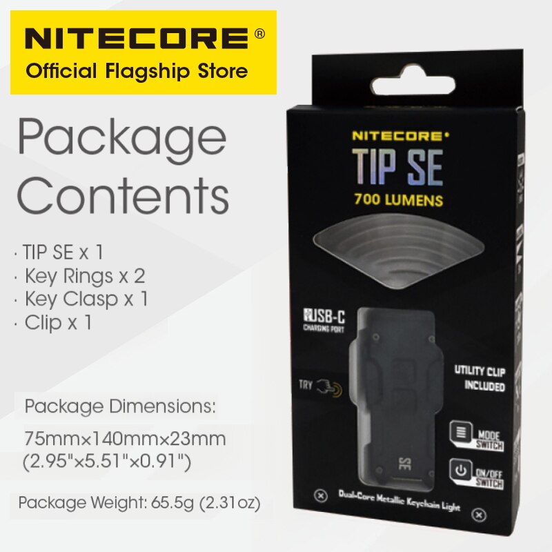 NITECORE TIP SE Mini 700 Lumen Bright Light Highlight Portable EDC Emergency Small Flashlight Keychain Light with Li-ion Battery