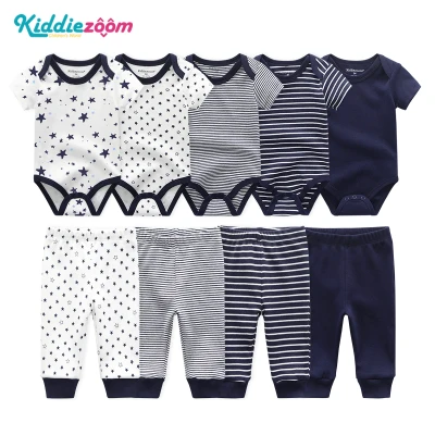Kiddiezoom 4 set Baby pant+5 set baby clothes set baby Terno for kids girls onesies baby romper baby bodysuits pure cotton Newborn baby Clothes Terno kids boys 0-12 months