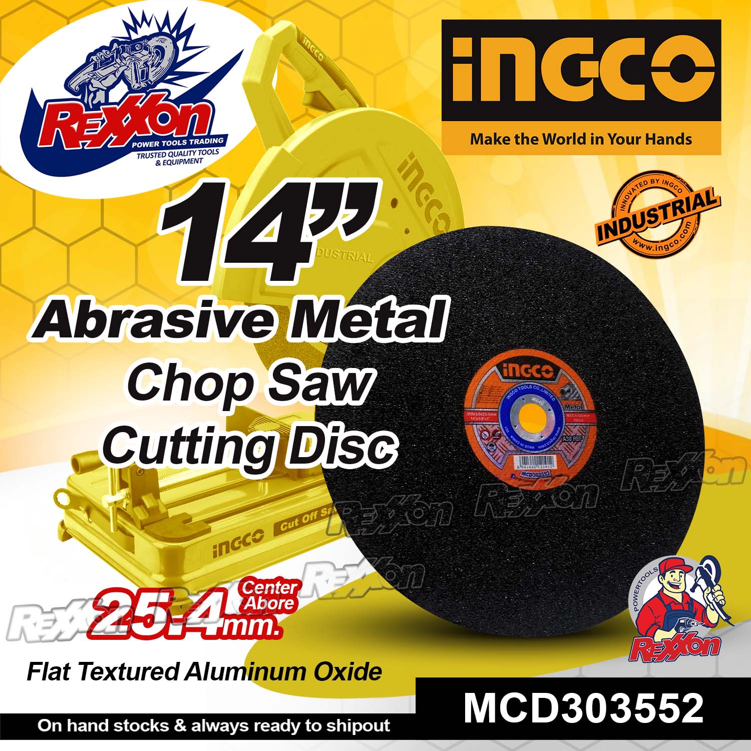 INGCO 14" Inches Abrasive Metal Chop Saw Cutting Disc MCD303552 Rexxon